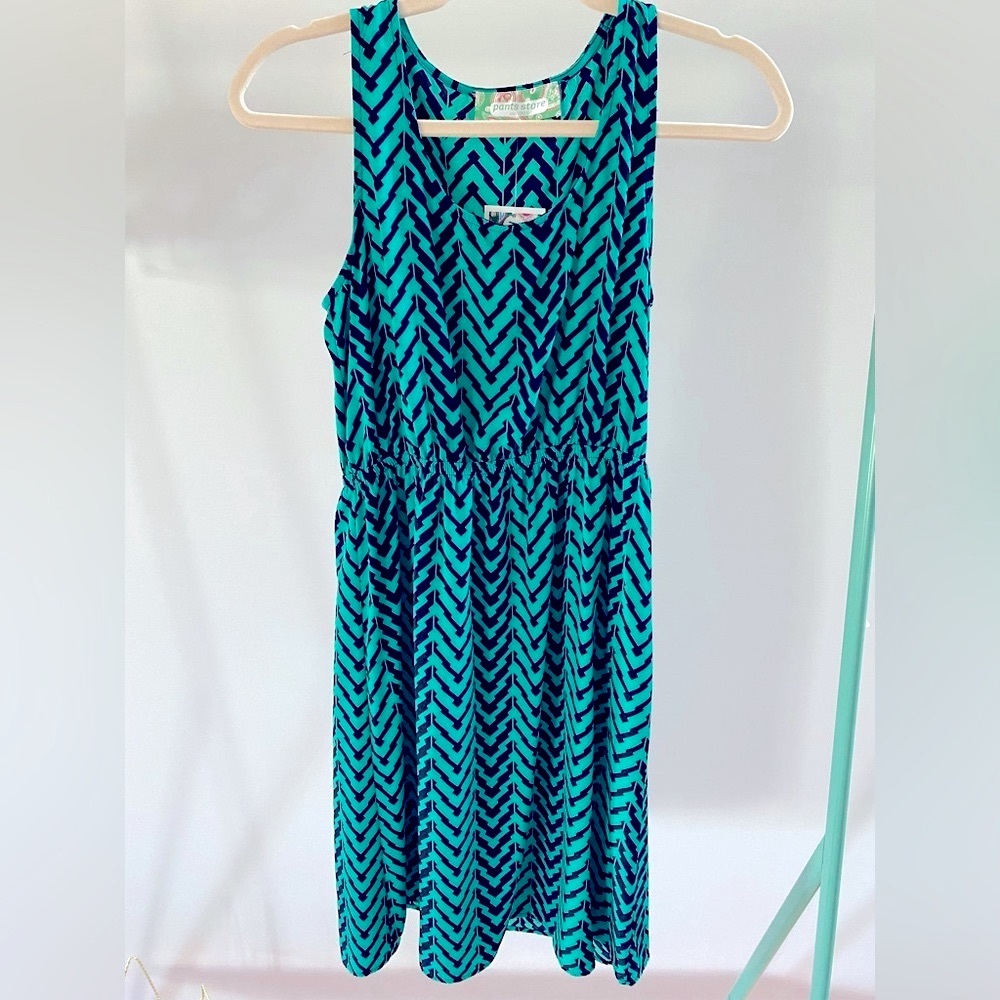 Pants Store Dress | Retro Vintage ✨ Green Teal + Pattern Size Small